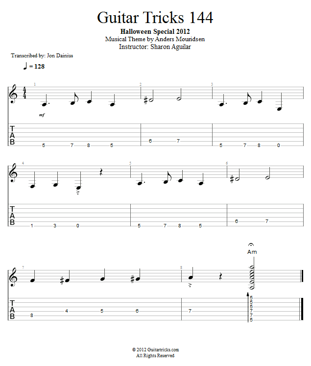 Guitar Tricks 144: Halloween Special 2012 song notation