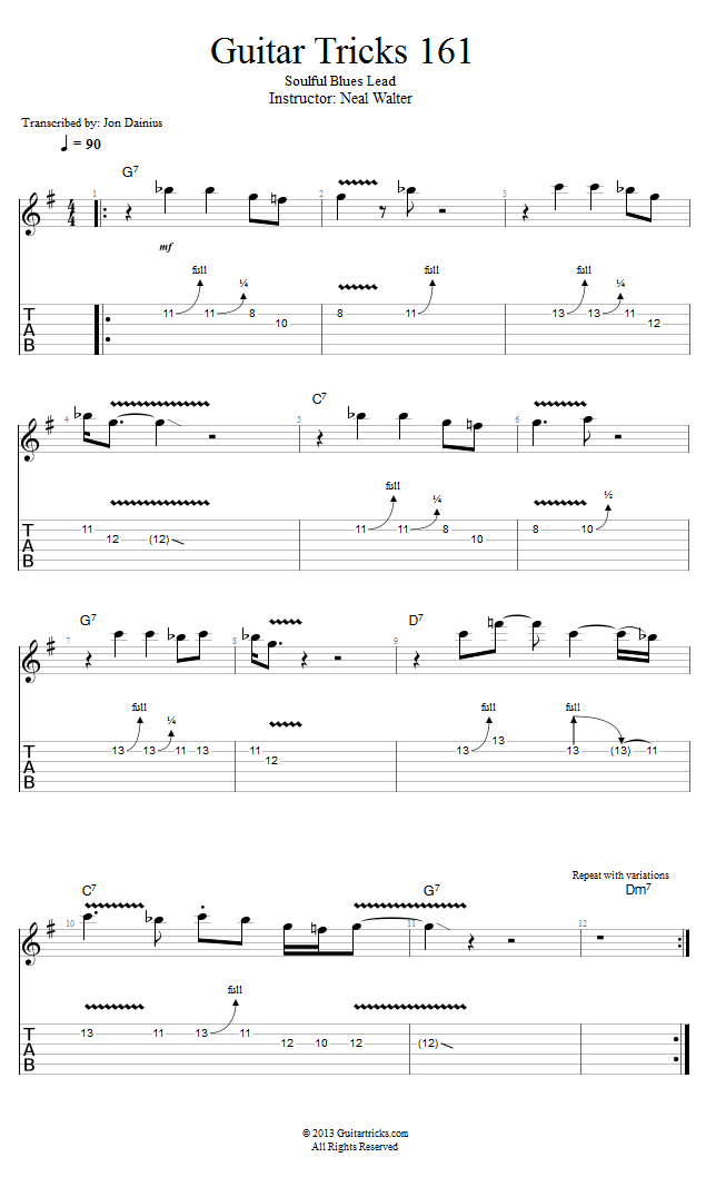 Guitar Tricks 161: Soulful Blues Lead  song notation