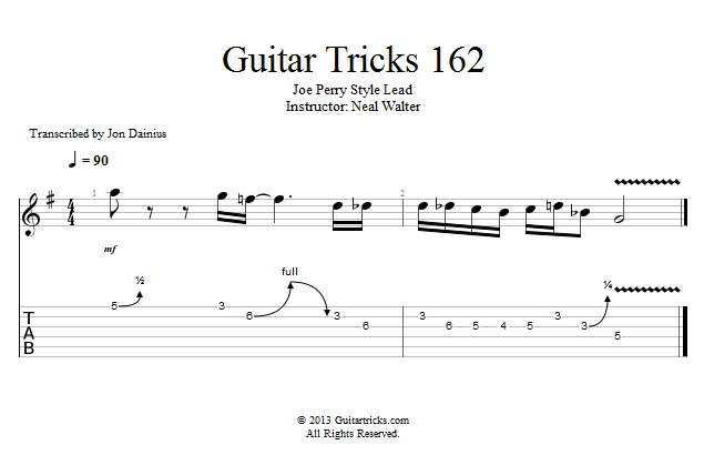 Guitar Tricks 162: Joe Perry Style Lead song notation