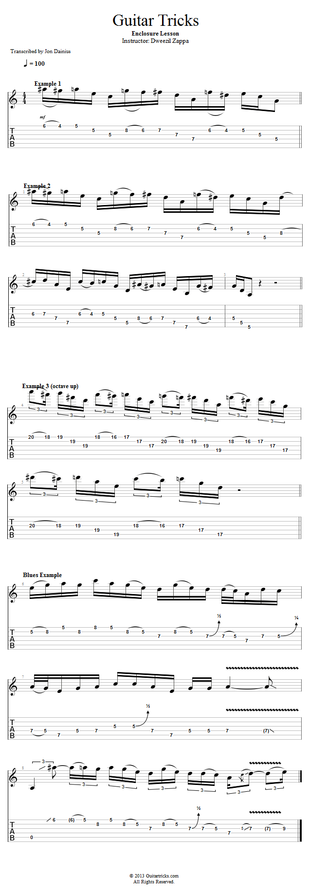 Enclosure Lesson by Dweezil Zappa song notation