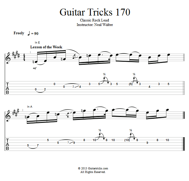 Guitar Tricks 170: Classic Rock Lead  song notation