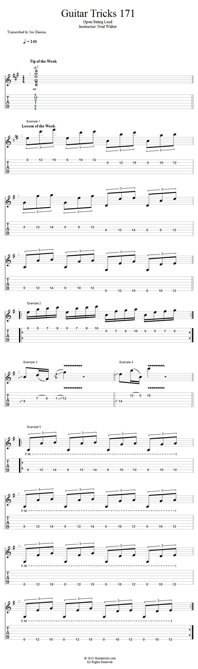 Guitar Tricks 171: Open String Lead  song notation