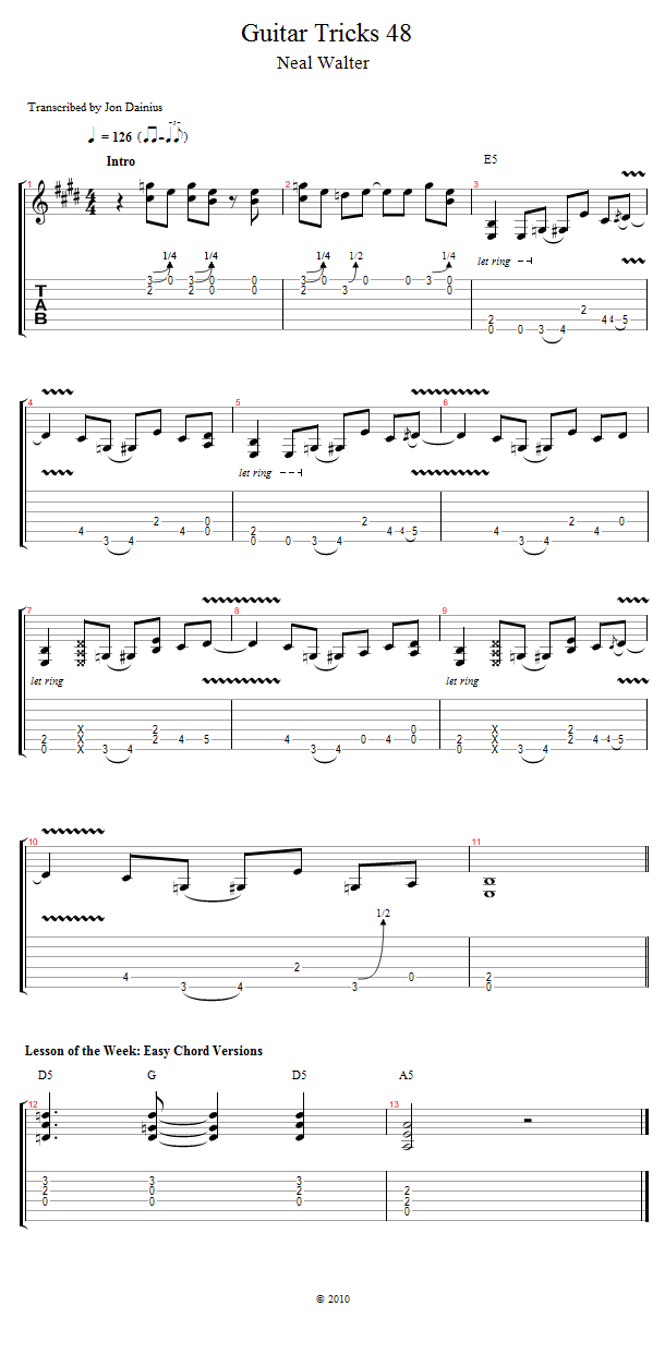Guitar Tricks 48: Easy Guitar Chords song notation