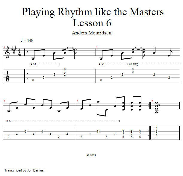 Rhythm Masters: Andy Summers song notation