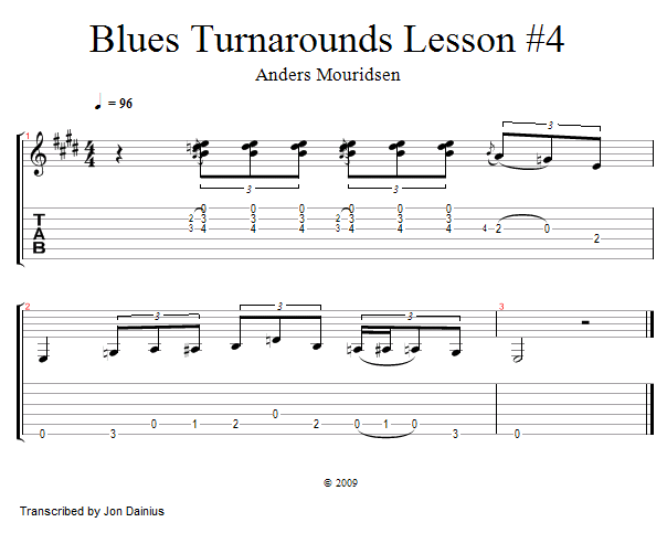 Stevie Ray Vaughn Style song notation