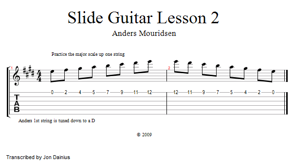 Lesson 2: Basic Slide Technique song notation