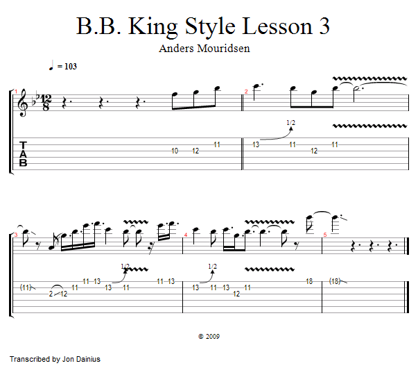 Lesson 3: How He Starts the Blues song notation