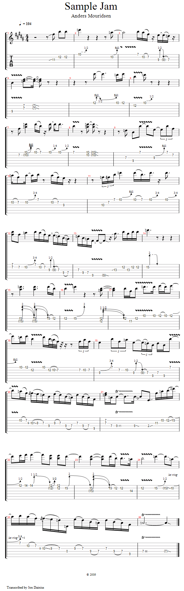 Lesson 7: Conclusion/Jam song notation