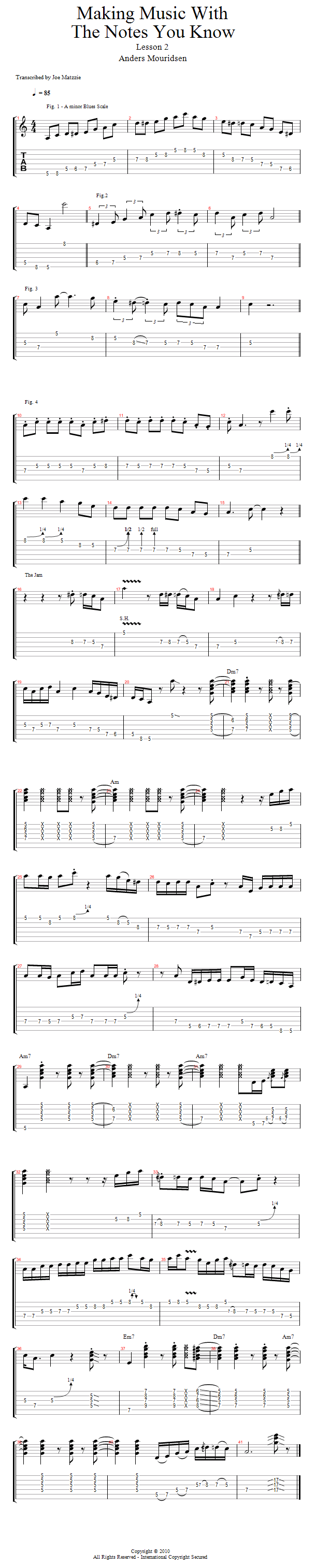 The Good Ol' Familiar Pattern song notation