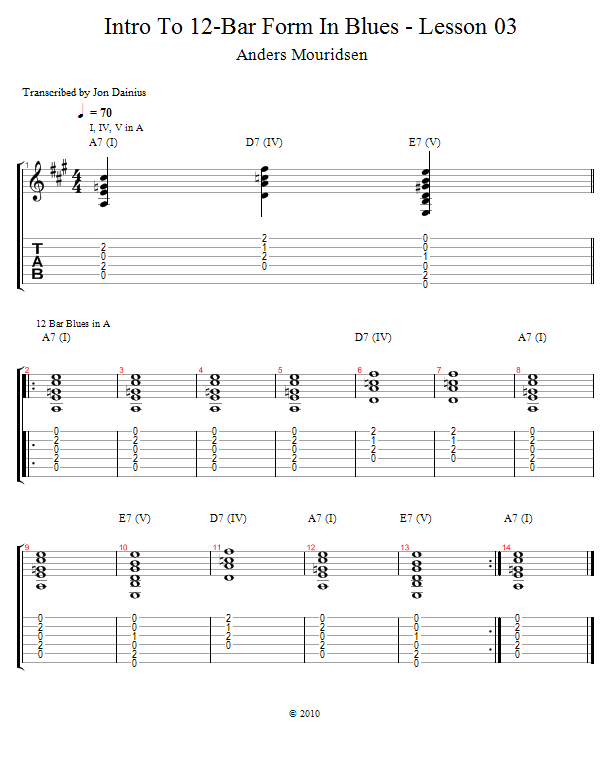 Dominant 7 Chords: Key To The Blues song notation