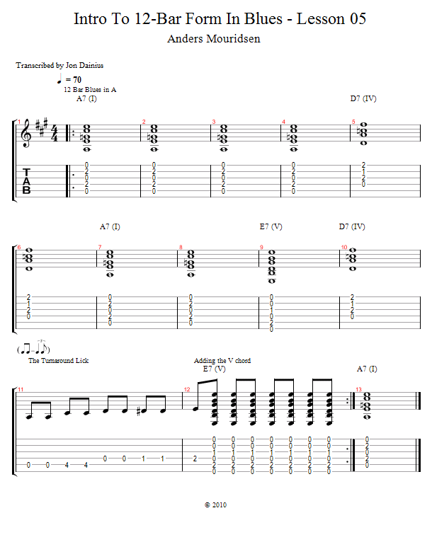 Adding The V Chord song notation