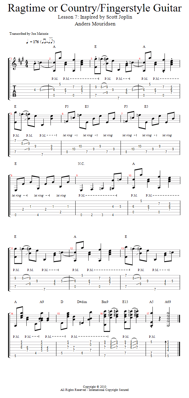 Inspired By Scott Joplin song notation
