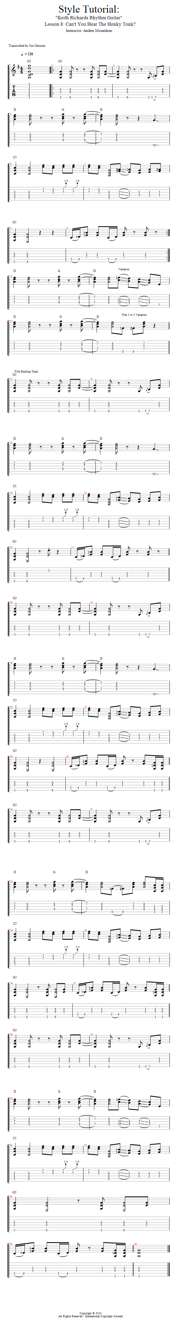 Can't You Hear The Honky Tonk? song notation