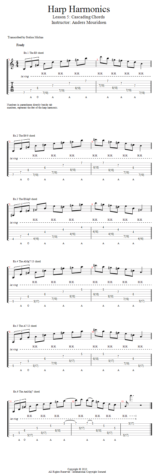 Cascading Chords song notation