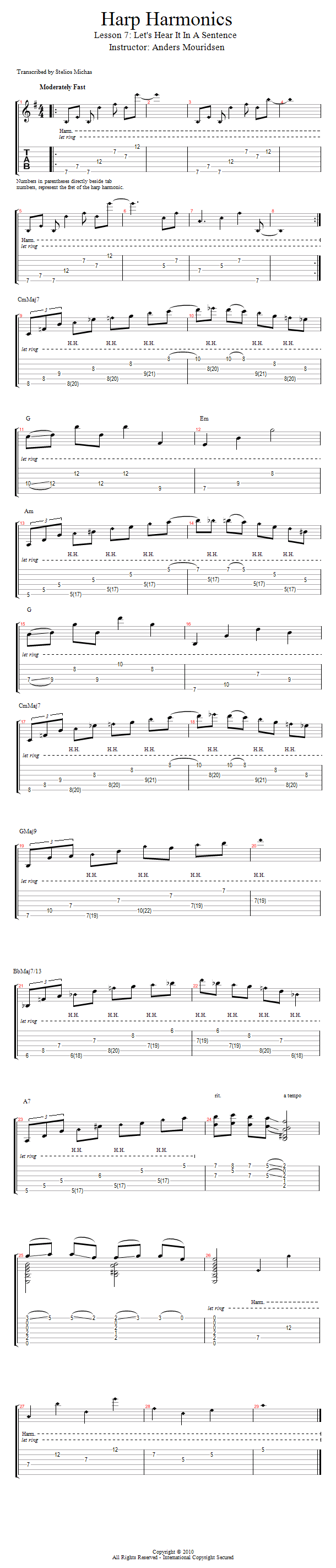 Let's Hear It In A Sentence song notation