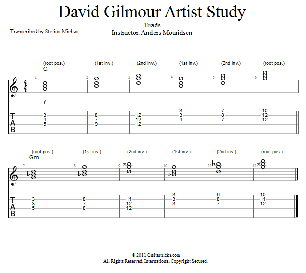 David Gilmour Style: Triads song notation