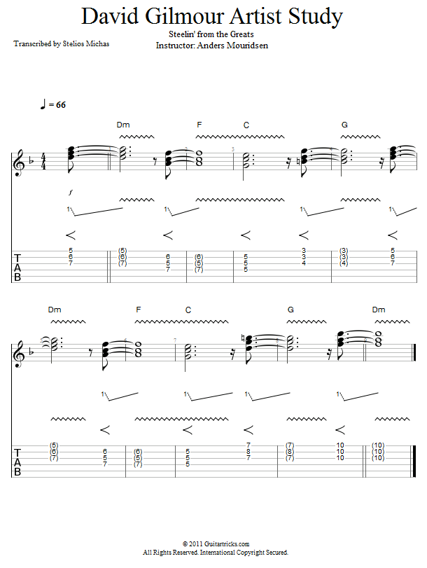 David Gilmour Style: Steel song notation