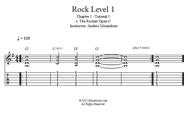 The Rockin' Open C song notation