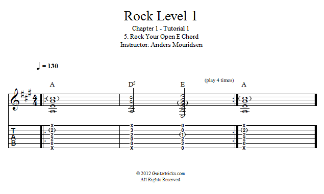 Rock Your Open E Chord song notation