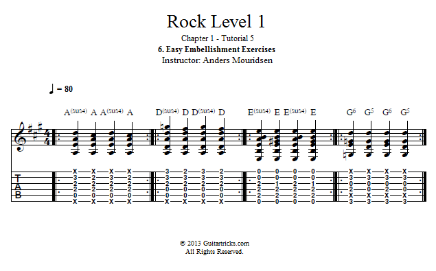 Easy Embellishment Exercises song notation
