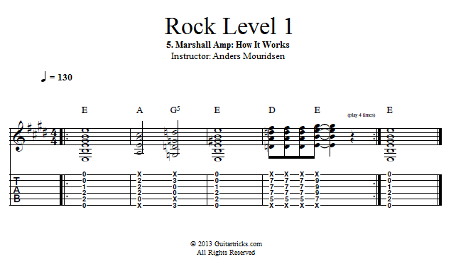 How a Marshall Amp Works song notation