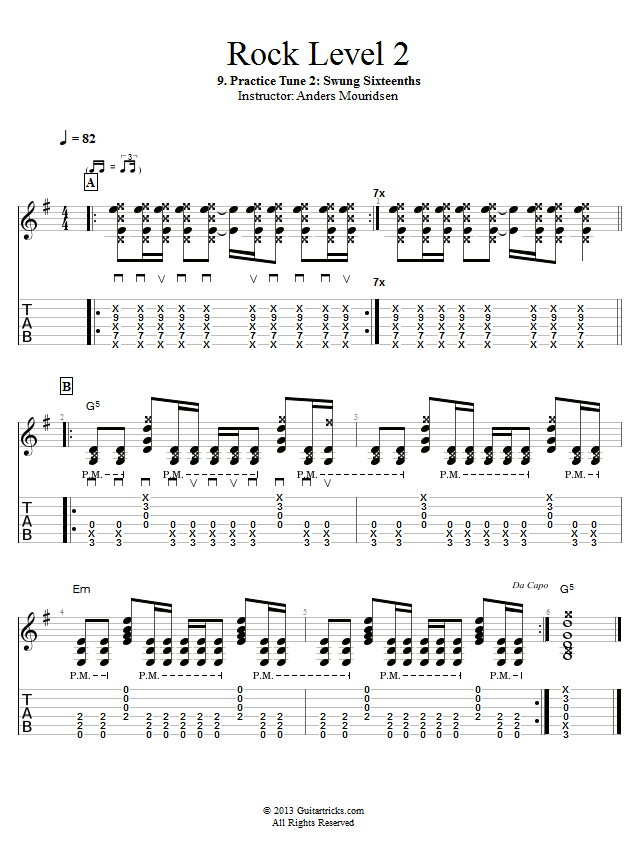 Practice Tune 2: Swung Sixteenths song notation