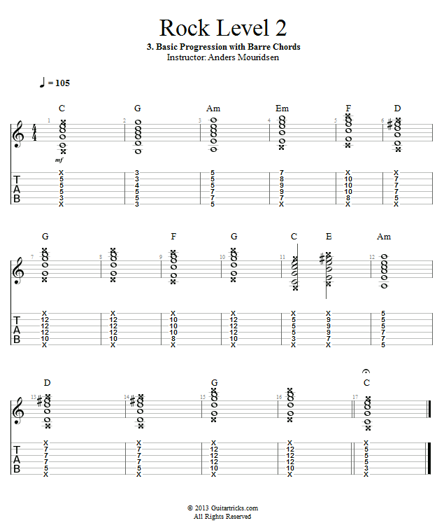 Guitar Lessons: Basic Progression with Barre Chords