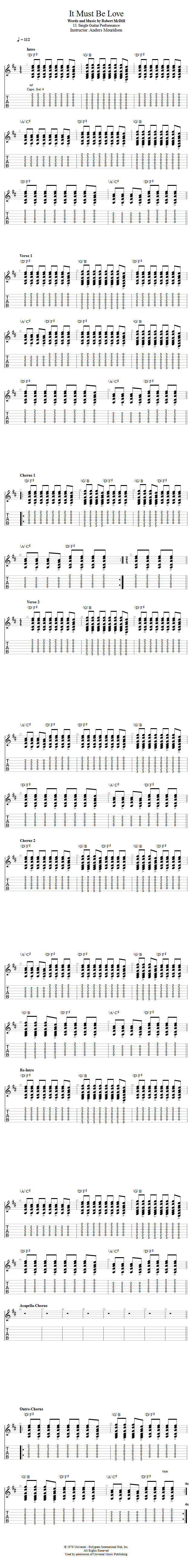 Guitar Lessons: It Must Be Love: Single Guitar Performance