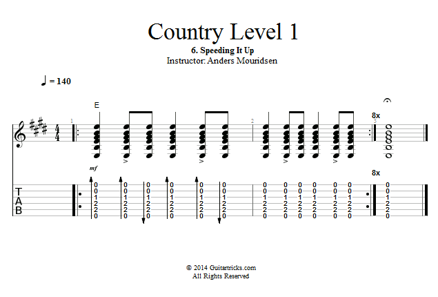 Speeding It Up song notation