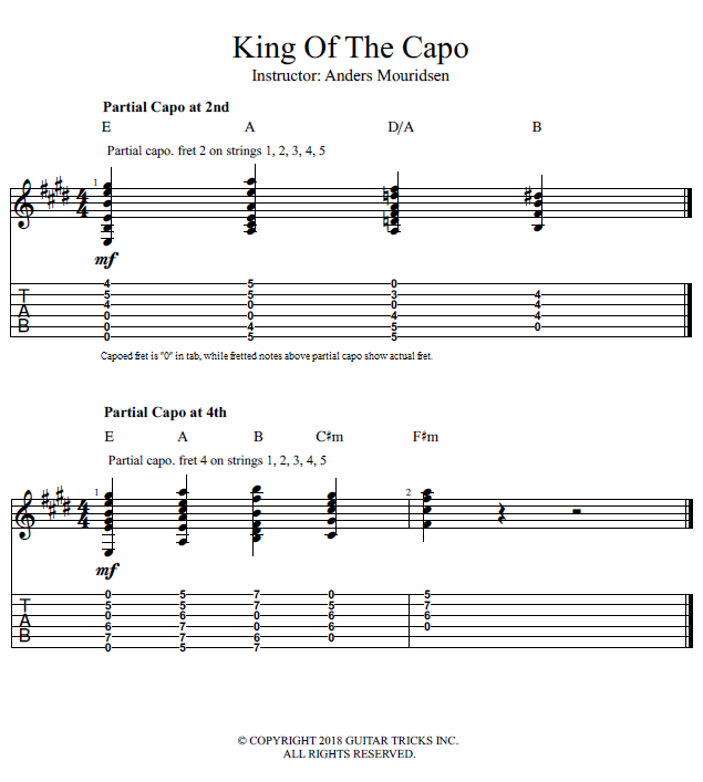 King Of The Capo song notation