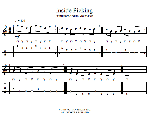 Inside Picking song notation
