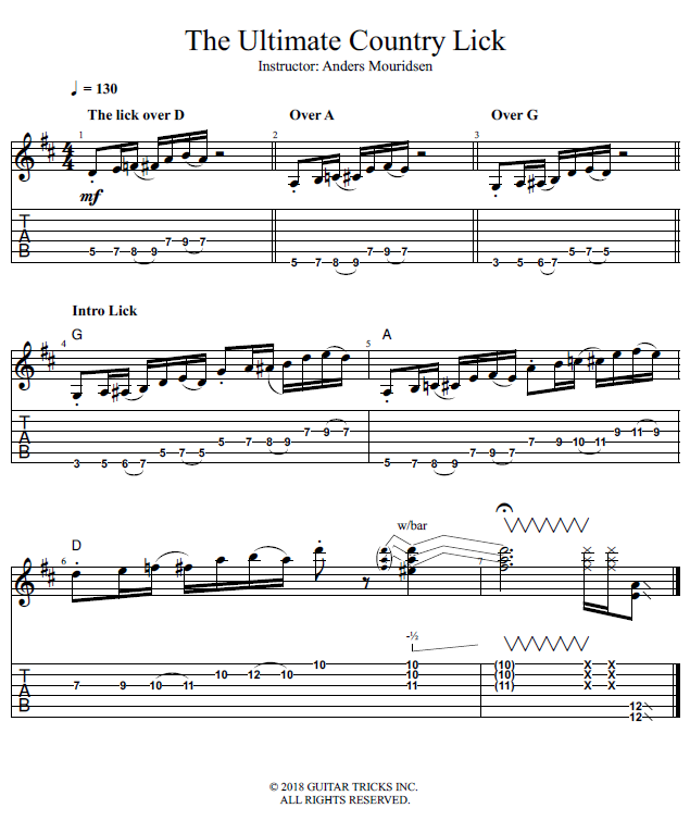 The Ultimate Country Lick song notation