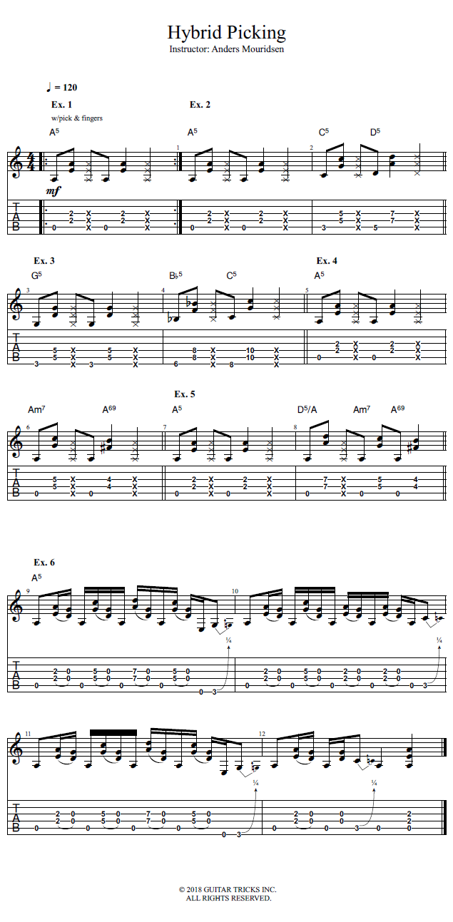 Hybrid Picking song notation