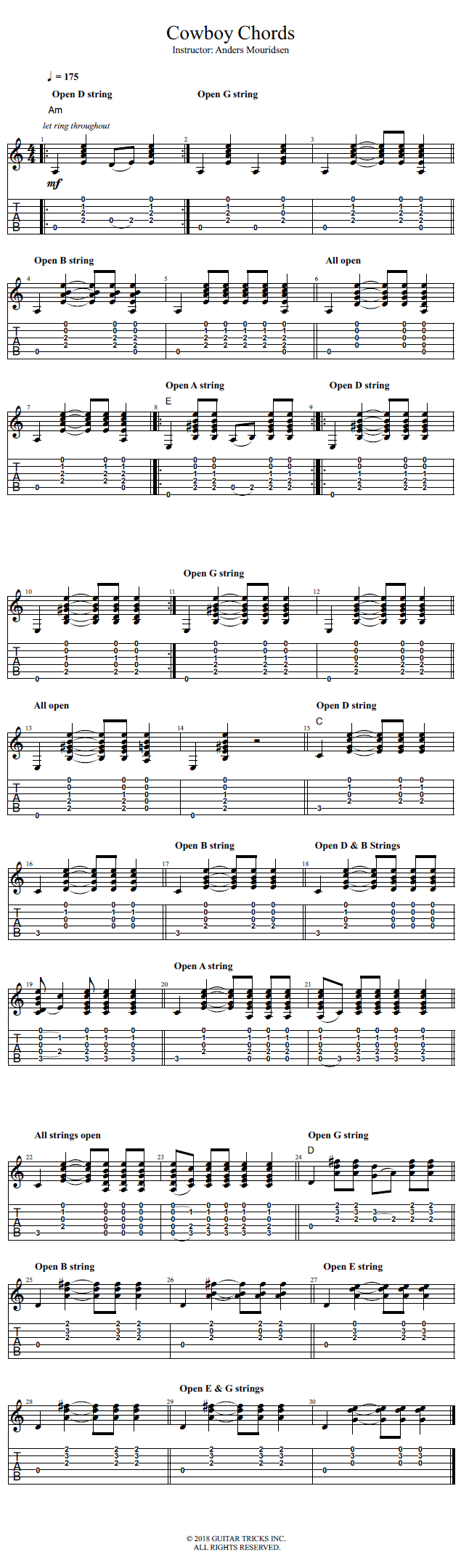 Cowboy Chords song notation