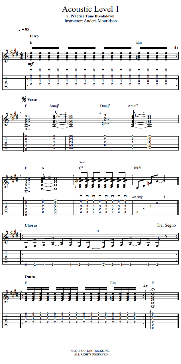 Practice Tune Breakdown  song notation