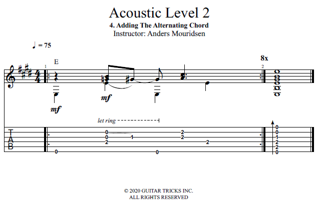 Adding The Alternating Chord song notation