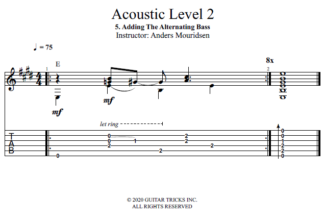 Adding The Alternating Bass song notation