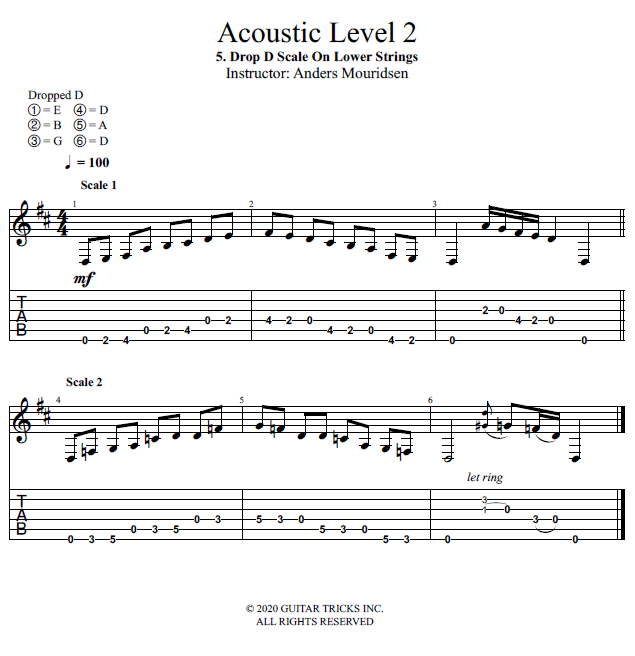 Guitar Lessons: Drop D Scale On Lower Strings