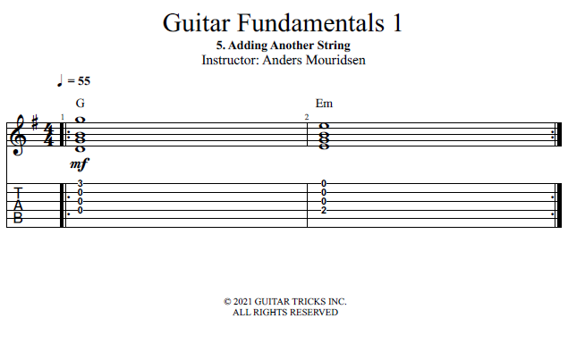 Adding Another String song notation
