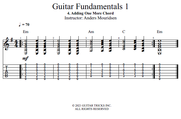 Adding One More Chord song notation