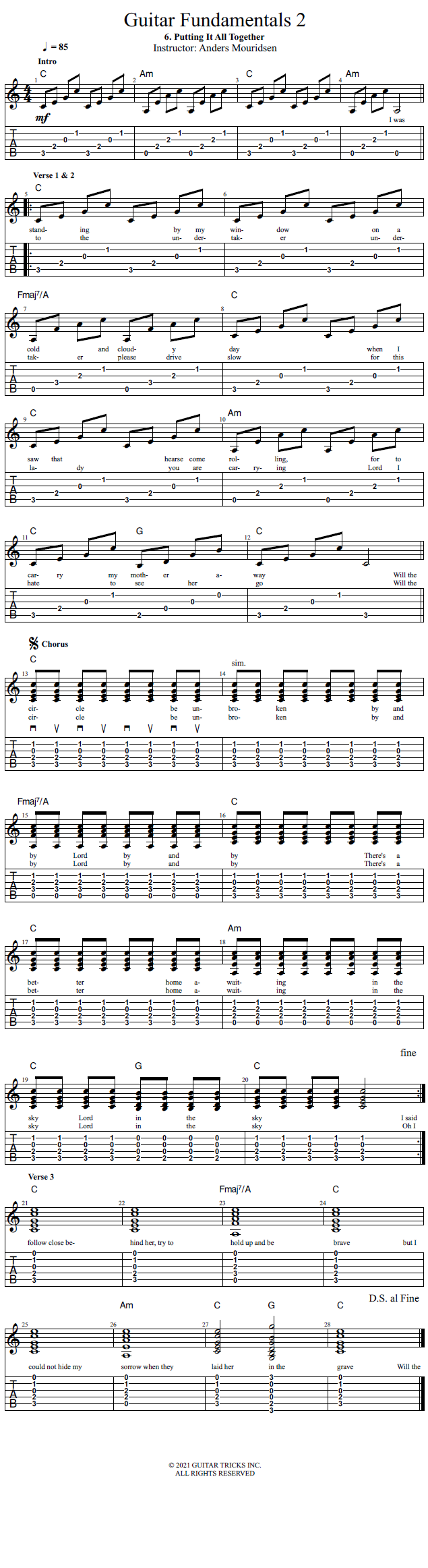 Putting It All Together song notation