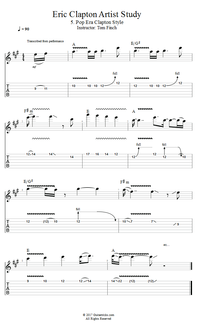 Pop Era Clapton Style song notation