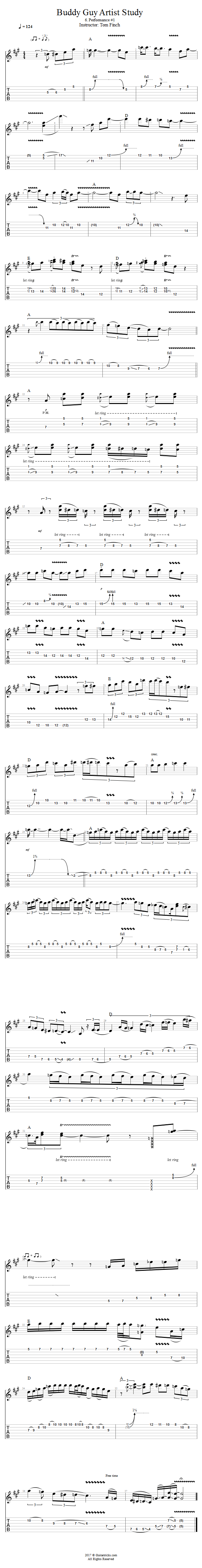 Buddy Guy Artist Study: Performance #1 song notation