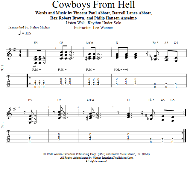 Hell аккорды. Cowboys from Hell Ноты. Pantera Cowboys from Hell табы. Pantera "Cowboys from Hell". Cowboys from Hell Tabs.