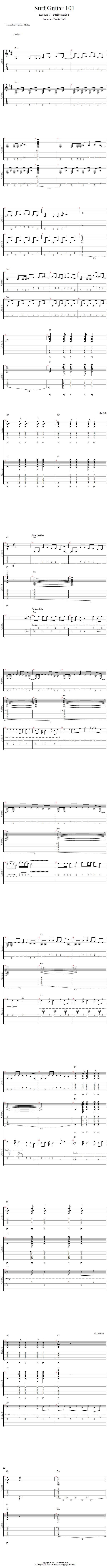 Play Along With Our Surf Song song notation