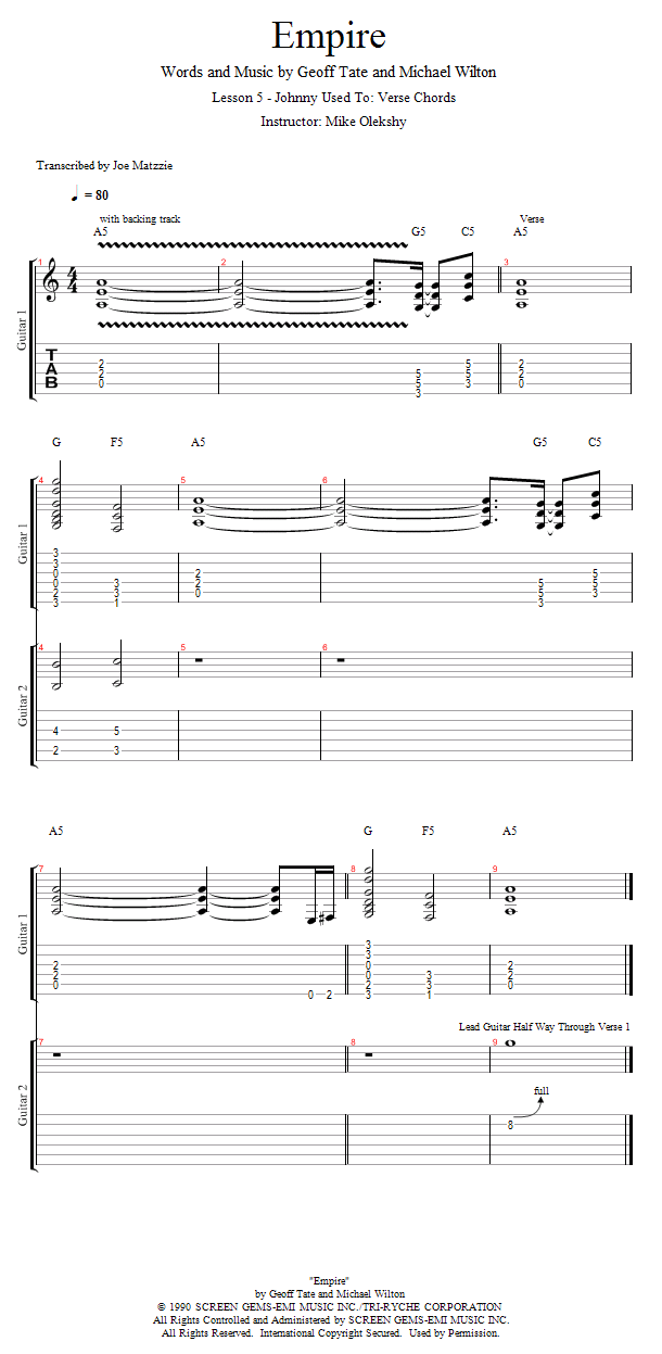 Guitar Lessons: Johnny Used To: Verse Chords