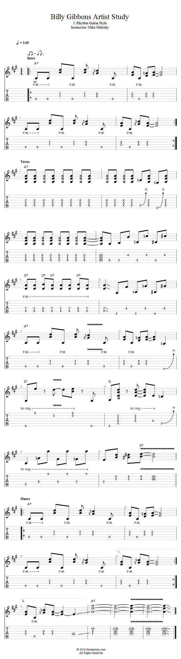 Rhythm Guitar Style song notation