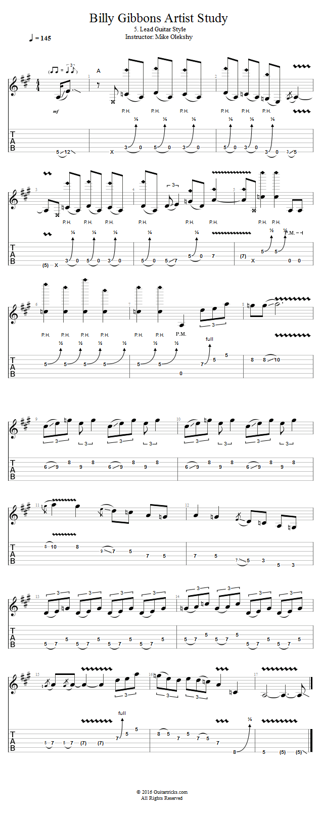 Lead Guitar Style song notation