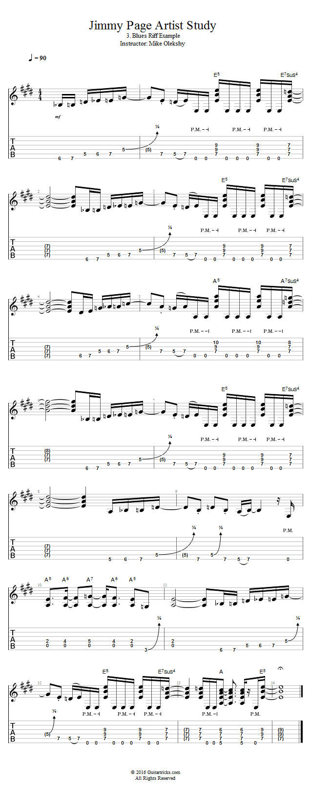 Blues Riff Example song notation