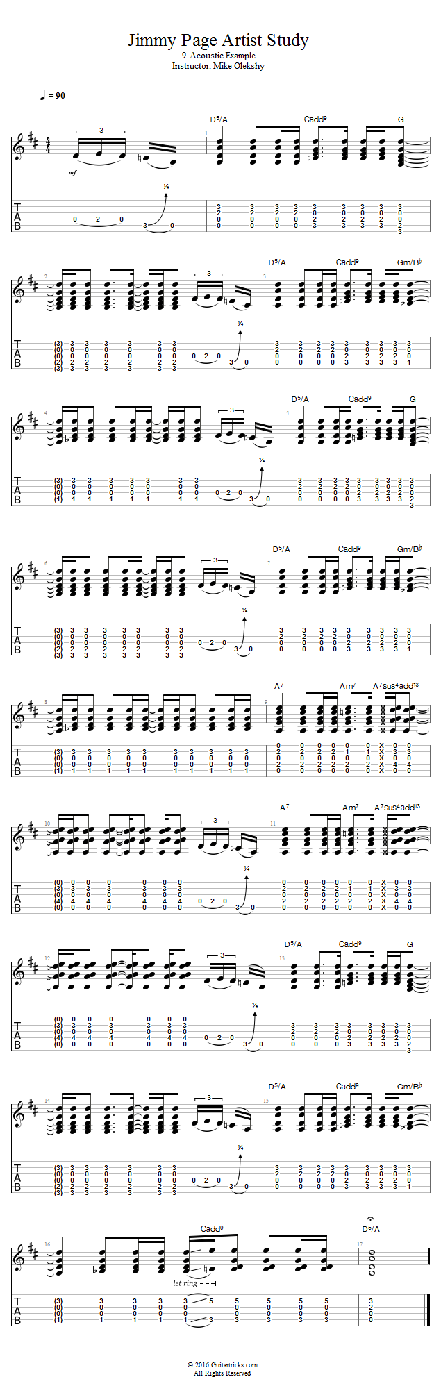 Acoustic Example song notation